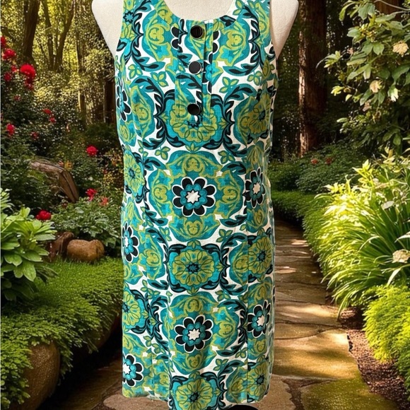 Ann Taylor Green and Blue Patterned Dress - Picture 1 of 5